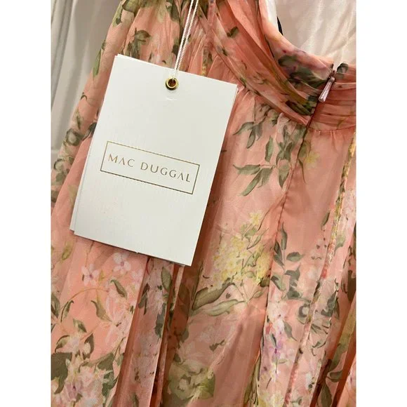 Anthropologie Mac Duggal Indy Ruffle Tiered Floral Chiffon Gown Size 2 Maxi Dres - Picture 8 of 8